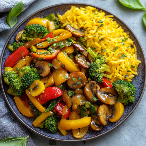 Veggie Stir Fry cu Yellow Rice