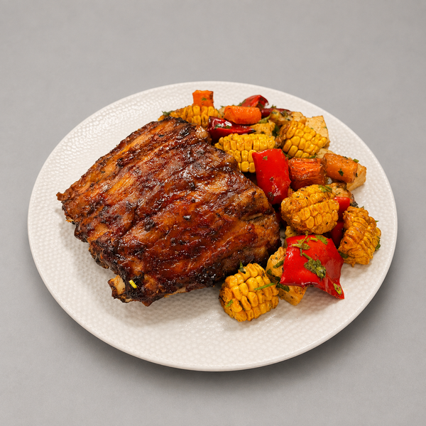 Costițe barbeque cu mix rustic de legume