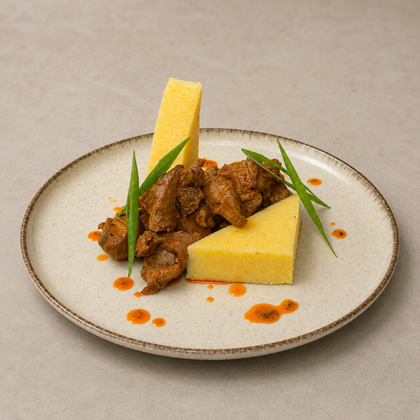 Pastramă de curcan cu mămăligă