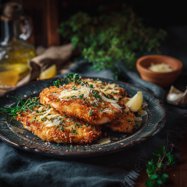 Șnițel crocant cu parmezan și usturoi